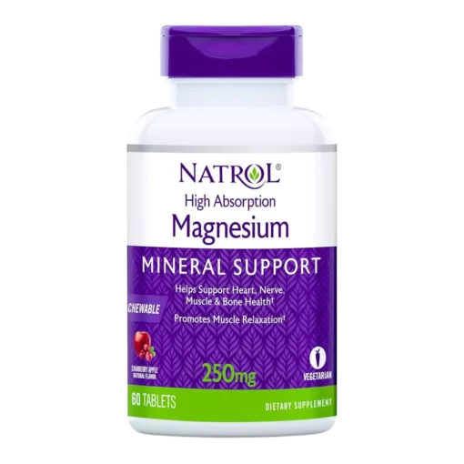 Natrol, Magnesium High Absorption, 250mg, 60 žvečljivih tablet