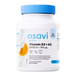Osavi, Vitamin D3 + K2, 2000 IE, 60 softgelov-1